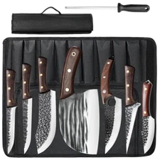 CUSTOM HANDMADE FORGED DAMASCUS STEEL KITCHEN KNIVES CHEF SET CHEF KNIFE SET
