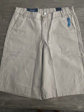 NEW NAUTICA Boys School Uniform Shorts Sz 20 Husky Khaki Flat Front Adjustable