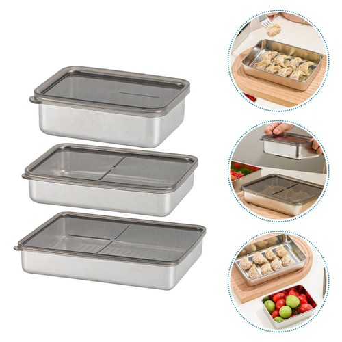 3 Pcs Storage Box Work Containers for Fridge Food Boxes with Lids - Picture 10 of 12