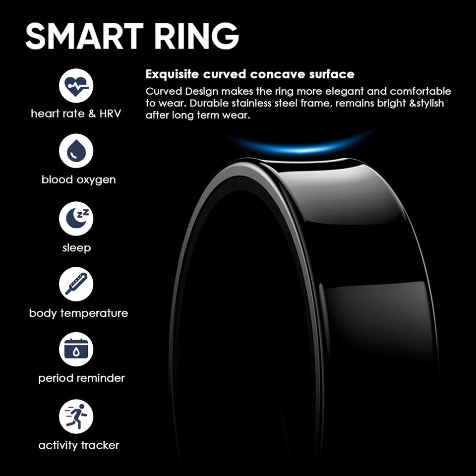 Anello smart monitoraggio salute | Frequenza cardiaca sonno passi calorie - Immagine 2 di 4