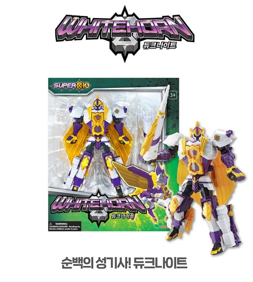 SUPER10 WHITE HORN Duke Knight Transformer Robot Action Toy Super Ten 2022 - Image 3 of 4