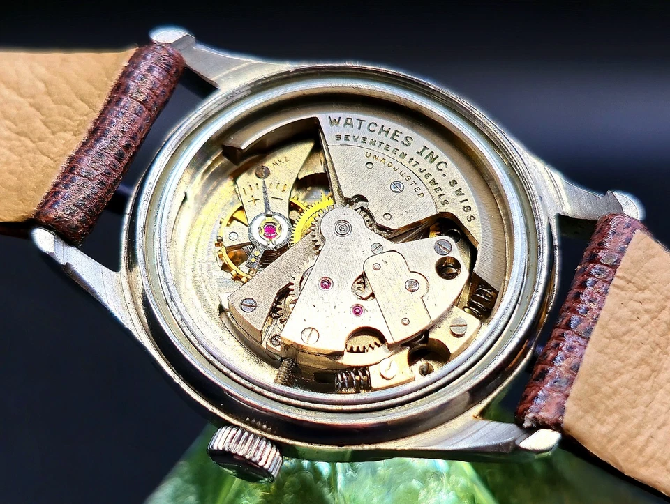 复古 KENT "De Luxe" 瑞士 1950 年代保险杠自动复古超级男士腕表!! — 第 2/3 张图片