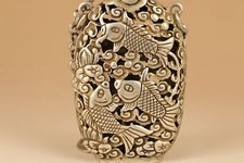 gang送料無料　時代唐物　細密龍文彫刻銀細工鼻煙壷　中国古玩 送料無料 『彩華堂製』銘 龍文鼻煙壺 中国古玩骨董 送料無料