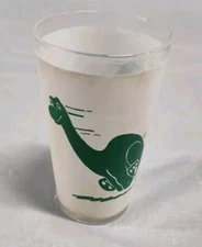 DISCOLORED Sinclair Oil Gas Advertising Dino Dinosaur Drink Glass 5" Vtg Promo