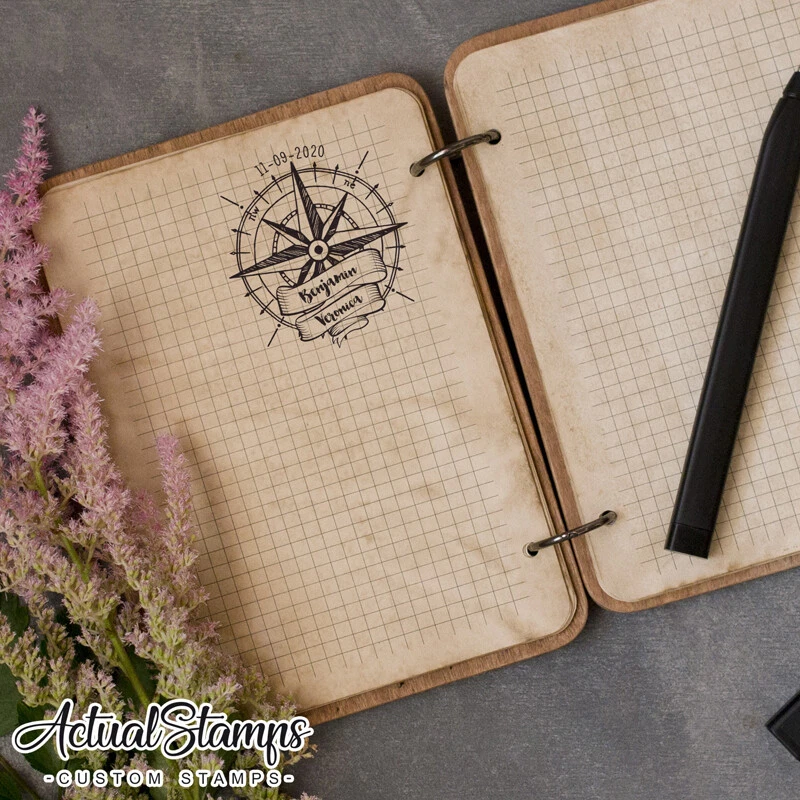 SELLO DE BODA, sello de goma personalizado, sello personalizado, rosa de los vientos, estampillas de brújula Foto 3 de 4