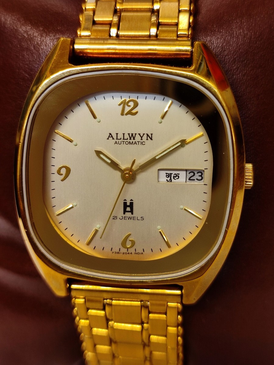 ALLWYN 21 JEWELS AUTOMATIC NEW OLD STOCK Y381-5050 INDIA MEN'S