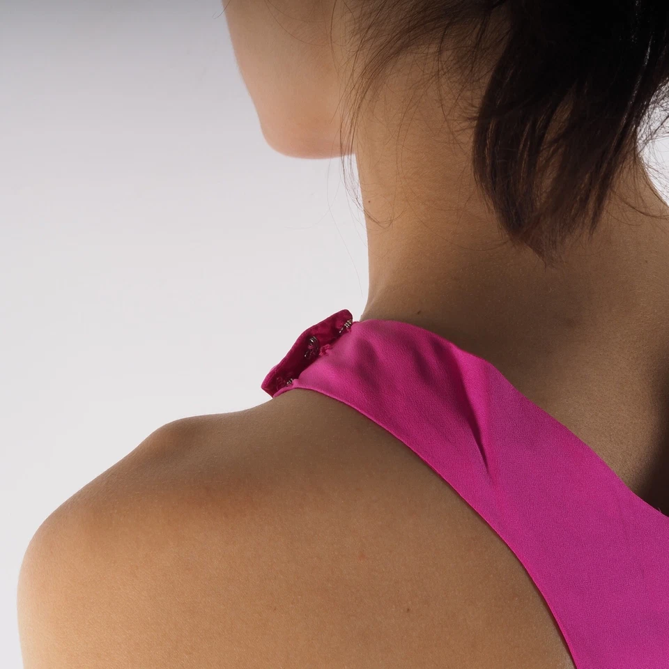 Vestido Gianni Versace Couture Vintage Rosa Esmeralda Cóctel Seda 42 S US6 80s 90s Foto 4 de 4