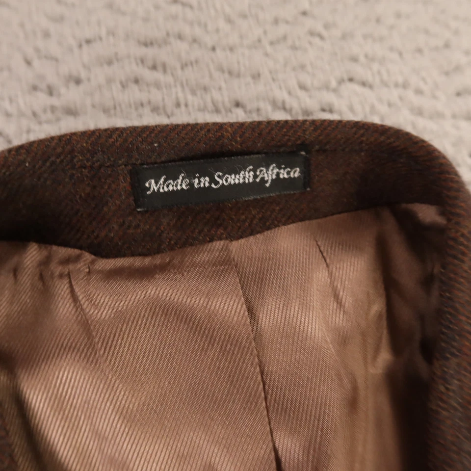 Jaqueta de tweed vintage XL marrom xadrez painel janela 100% lã blazer sarja Serge 46R - Imagem 3 de 4