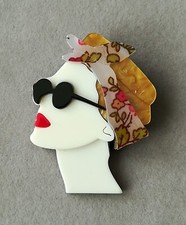 Rockabilly Brosche Dame Haarband Acryl Mode 50er 60er Retro Style Frauen Kopf