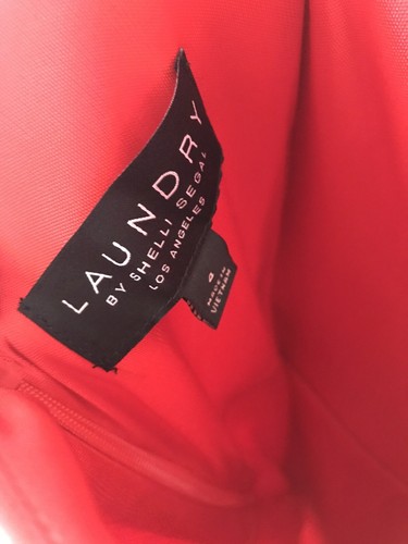 Laundry By Shelli Segal Fiery Red Midi Tank Cocktail Flutter Hem Dress Sz 4 New - Picture 5 of 6