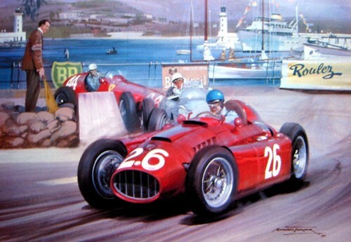 Print Turner Monaco F1 Grand Prix 1955 Lancia Ascari #26 Trintignant Ferrari #44 - Picture 1 of 1