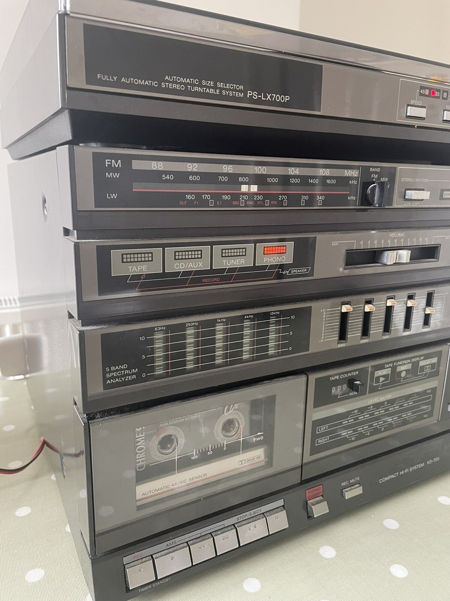 ソニー システムコンポ HST-700W PS-LX700P SS-V700 Sony XO-700 (HST-700W)Cassette Radio Hi-Fi + PS-LX700P Record