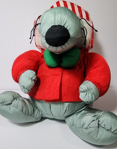 Vintage JS Int Weihnachten Maus Plüsch Nylon Fallschirm Material 14 Zoll mit Original Etikett - Bild 7 von 10