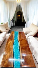 Epoxy Rectangular Resin Wood Dining Table Unique for Homes Furniture Hallway Dec