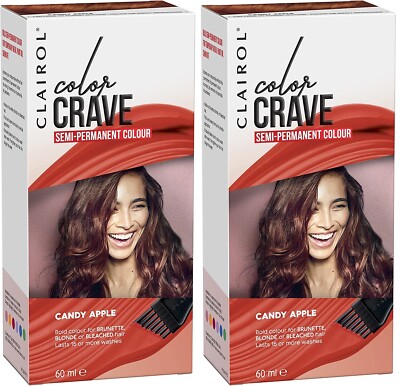 2 x 60ml Clairol Color Crave Semi Permanent Haarfarbe - Candy Apple