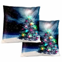 "Infactory 2Er-Set Deko-Weihnachtskissen \"Tannenbaum\" Mit Leds, 45 X 45 Cm"