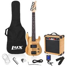LyxPro Beginner 30” Electric Guitar & Electric Guitar Accessories, Natural