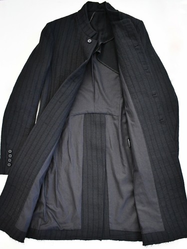 $1725 Auténtico Abrigo AJUSTADO MASNADA Negro LANA VIRGEN Mezcla Acostado IT-48 US-32 S - Imagen 7 de 12
