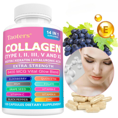 Collagen Capsules Promotes Skin Health Bone Calcium Absorption 120 Pills US
