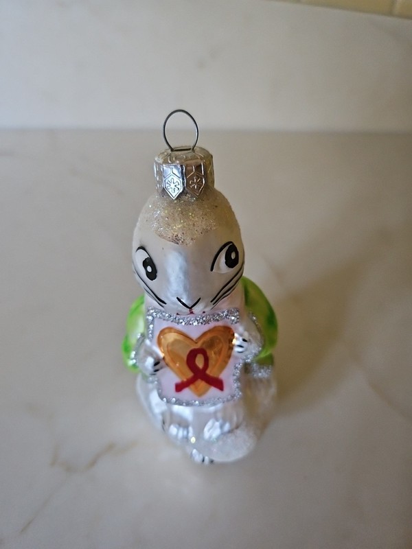 Christopher Radko Christmas ornament bunny Shy Rabbit Red Ribbon