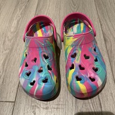 Toddler Girl s Skechers Foamies Heart Slip On Clogs Tie Dye MultiColor Size J3