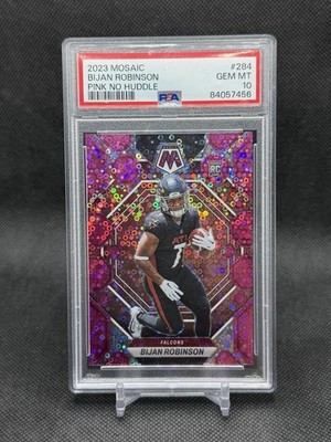 2023 Panini Mosaic Pink No Huddle 7/20 Bijan Robinson #284 PSA 10 Falcons Rookie