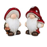 2Er Set Dekofiguren Zwerge Mit Pilzhut H. 17Cm Weiß Rot Braun Formano Wa