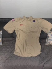 Boy Scout BSA Men's Medium Uniform Shirt Official No Patches Short Sleeve Tan M