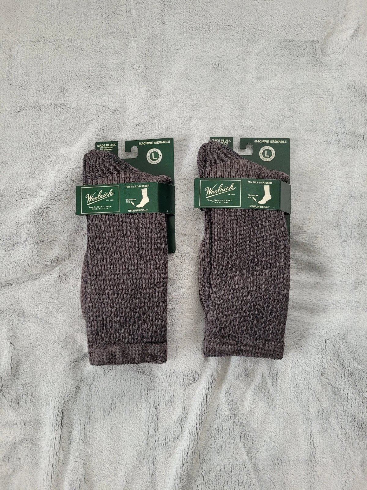 2 Woolrich Unisex L Ten Mile Day Hiker Crew Socks Medium Weight Merino Lambswool