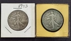 1943 Walking Liberty Half Dollar 2 Coin Set. 90% Silver. Great Buy.
