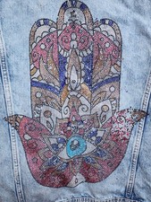 Old Navy Hamsa Sparkle Hand of Fatima Plus Size 2X Denim Jacket