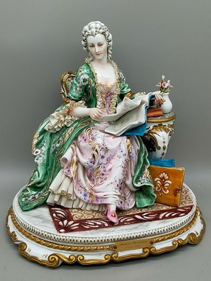 Capodimonte Porzellan Figur Madame Pompadour Italien Signiert