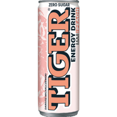 5900334024466 Tiger Zero Sugar o smaku Peach gazowany napój energetyzujący 250 m