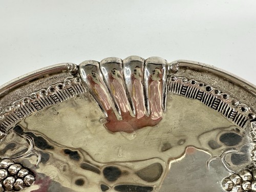 Vintage Silver Plated Ornate Treats Trinket Tray Bowl Fruit Grape Decorated - Picture 6 of 17
