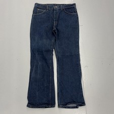 Vintage 70s Farah Dark Wash Western Bell Bottom Jeans 34x30 1970s True Vintage