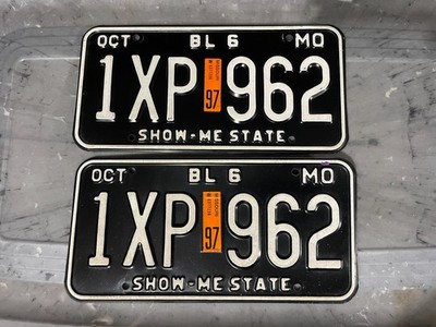 1997 Missouri License Plate Pair 97 October Truck 1XP 962