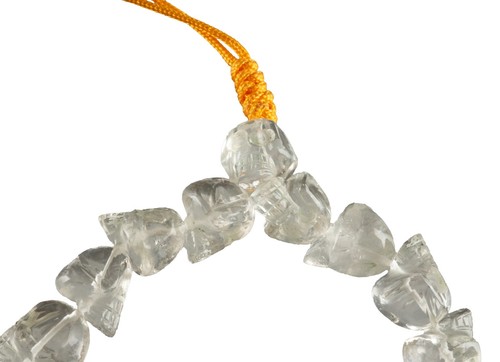 Bracelet tete de mort cristal de roche, 18 perles Népal # 26608 - Picture 3 of 15