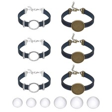 Bracelet Blanks for Jewelry Making 6pcs 18/25mm Blue/Bronze