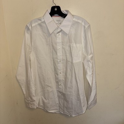 French Toast Boys Classic White Dress Shirt Long Sleeve Chest Pocket Button Up S