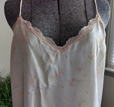 1980s Val Mode Nightie Size M Floral Lace Spaghetti Strap Lingerie USA