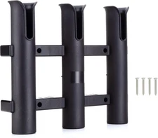 Wall Mounted Fishing Rod Holder Rack 3-Pole Black Durable Rod Storage Tubes