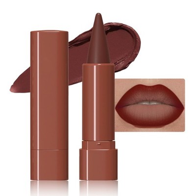 evpct Dark Wine Red Gradient Matte Lipstick Lip Liner Crayon Combo Pencil Set...