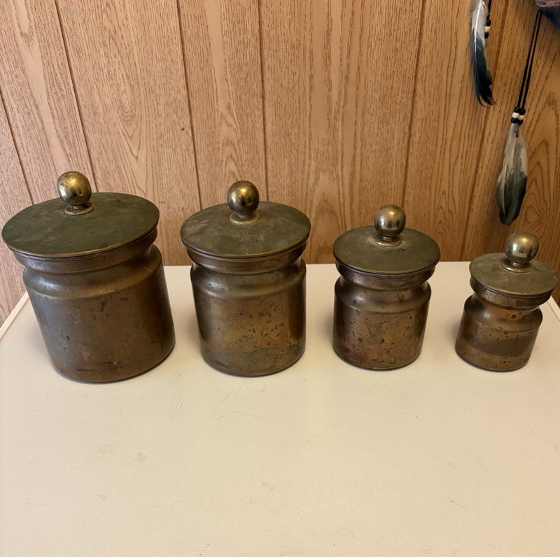 Tagus Portugal Canister Vintage/Retro Hammered Copper Kitchen Canister Set of 4