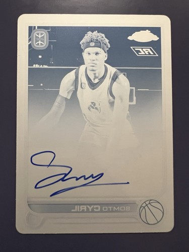 2022-23 Topps Chrome OTE Somto Cyril Cyan Printing Plate Auto RC SSP 1/1 - Picture 3 of 4