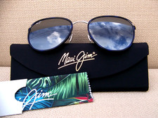  NIB MAUI JIM NONI Navy-Silver  Neutral Grey Polarized Sunglasses  854-03