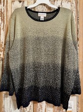 Alfred Dunner Fall Classics Embellished Metallic Sweater - Gold Black - Size 3X