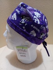 Kansas State University Men's Skull/Chemo Surgical Scrub Hat/Cap Handmade