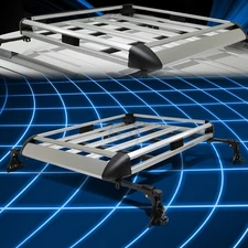 50" x 31" x 5" Aluminum Roof Rack Cargo Box Luggage Carrier Basket w/Cross Bar