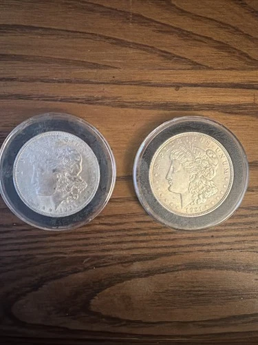 Silver Morgan Dollars Qty 2 1921-P 90% Silver Coins Very Good Condition