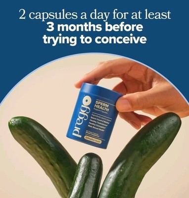 Preggo 60 Vegan Sperm Health Capsules for Men Boost Sperm Count and Motility US